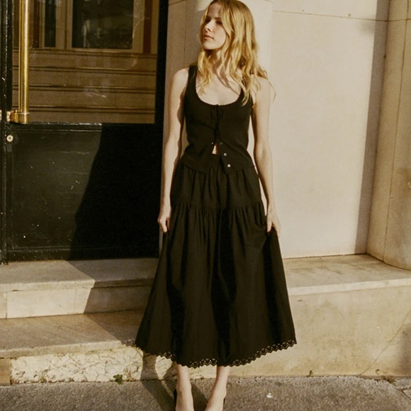 DOEN LOIS TANK IN BLACK QUELLE JOLIE POINTELLE - Picture 5 of 9